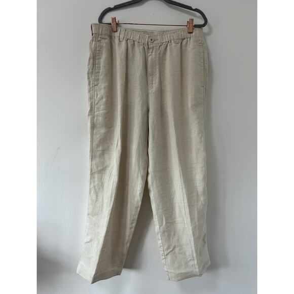 NWT Tommy Bahama Relax Natural Linen On The Beach Wide-Leg Pant Size Large $98 - Picture 1 of 11